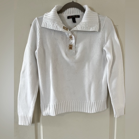 Lauren Ralph Lauren Sweaters - Lauren Ralph Lauren Rich White Sweater with Gold Turn Key Buttons Size Medium